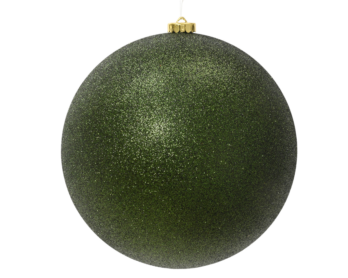 Pine Green Large Shatterproof Glitter Bauble- 14cm