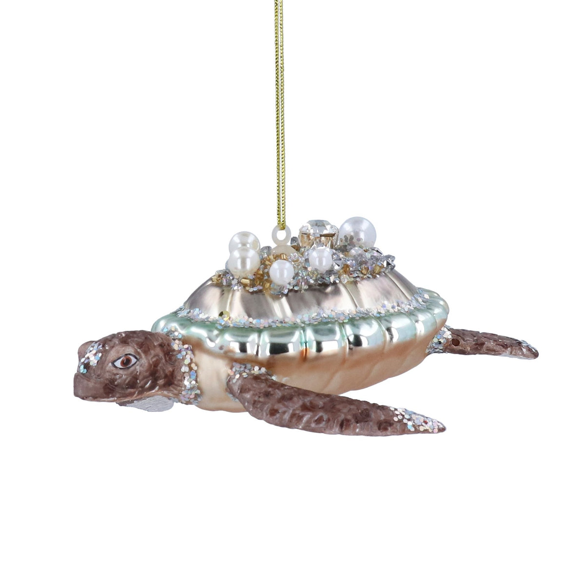 Gisela Graham - Painted Glass Turtle with Pearls Hanging Decoration ...