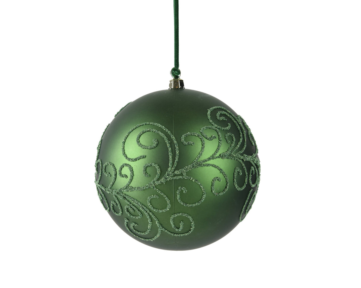 Pine Green Baubles with Matte Beads 12cm