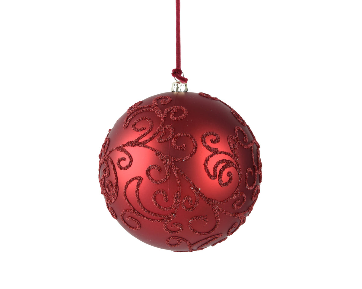 Red Baubles with Matte Beads 20cm