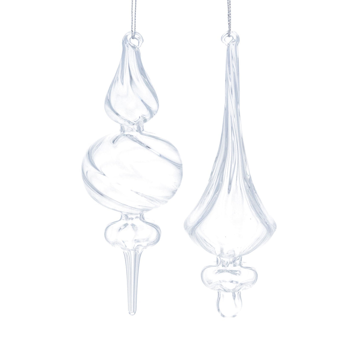 Gisela Graham - Glass Clear Finial Drop Bauble Single - 18.5cm