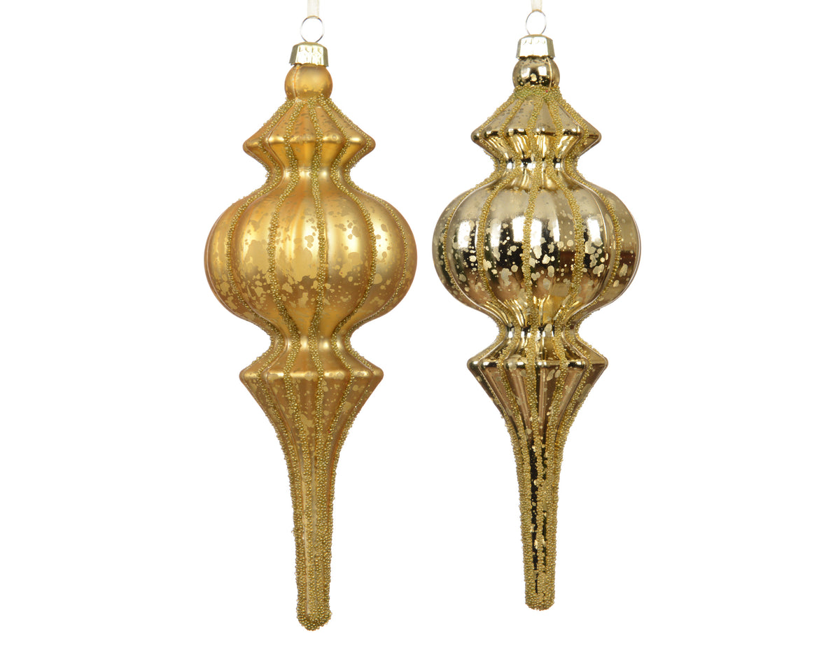 Gold Shiny or Matt Finial Drop Shatterproof Bauble 17cm