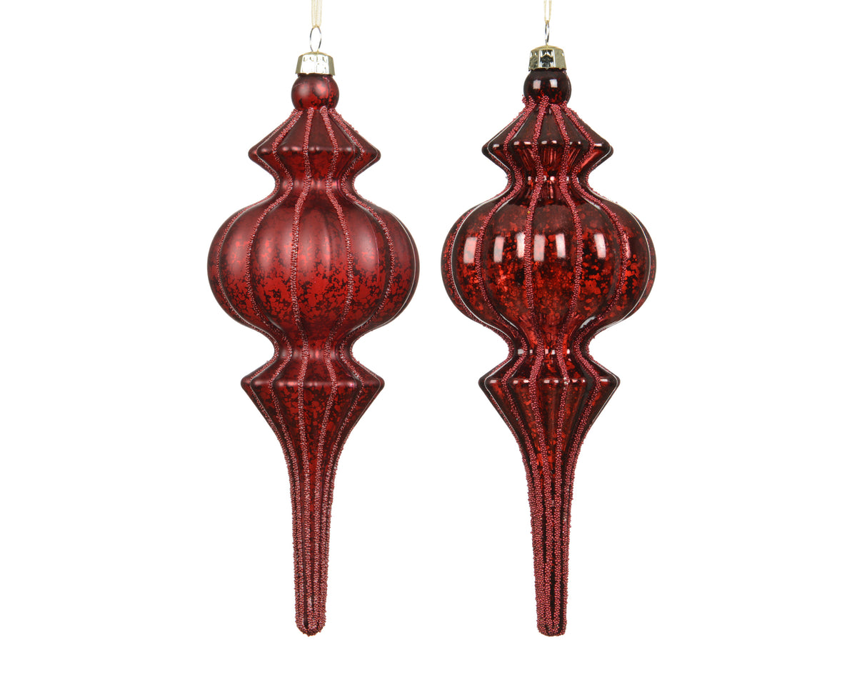 Oxblood Shiny or Matt Finial Drop Shatterproof Bauble 17cm