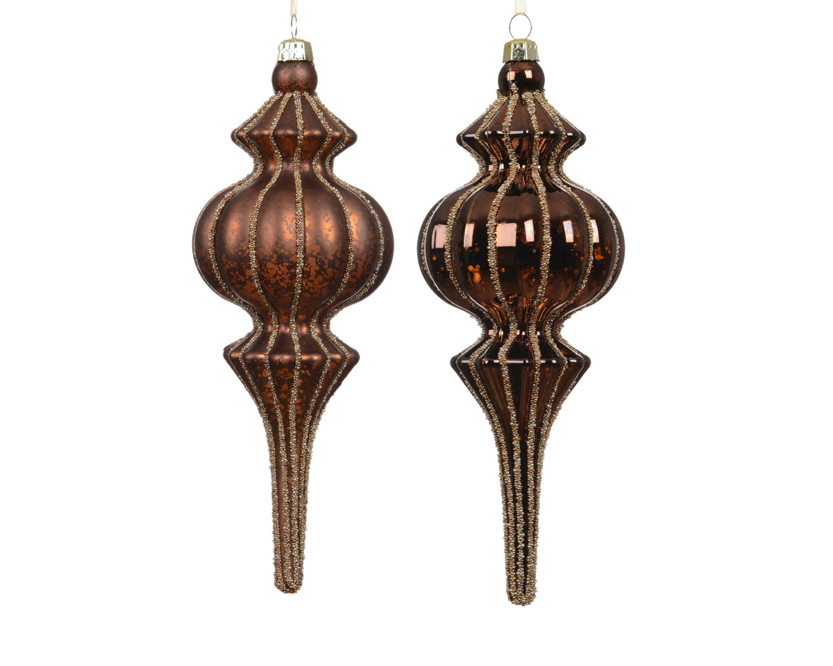 Espresso Shiny or Matt Finial Drop Bauble 17cm