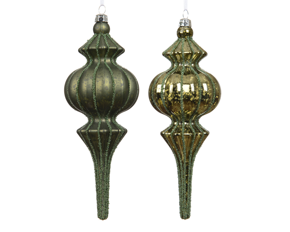 Rosemary Green Shiny or Matt Finial Drop Shatterproof Bauble 17cm