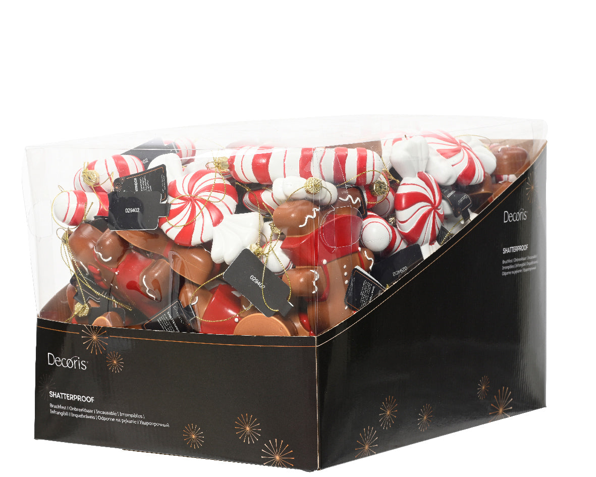 Candy Sweets, Canes and Gingerbread Men Hanging Christmas Tree Decoration - Single