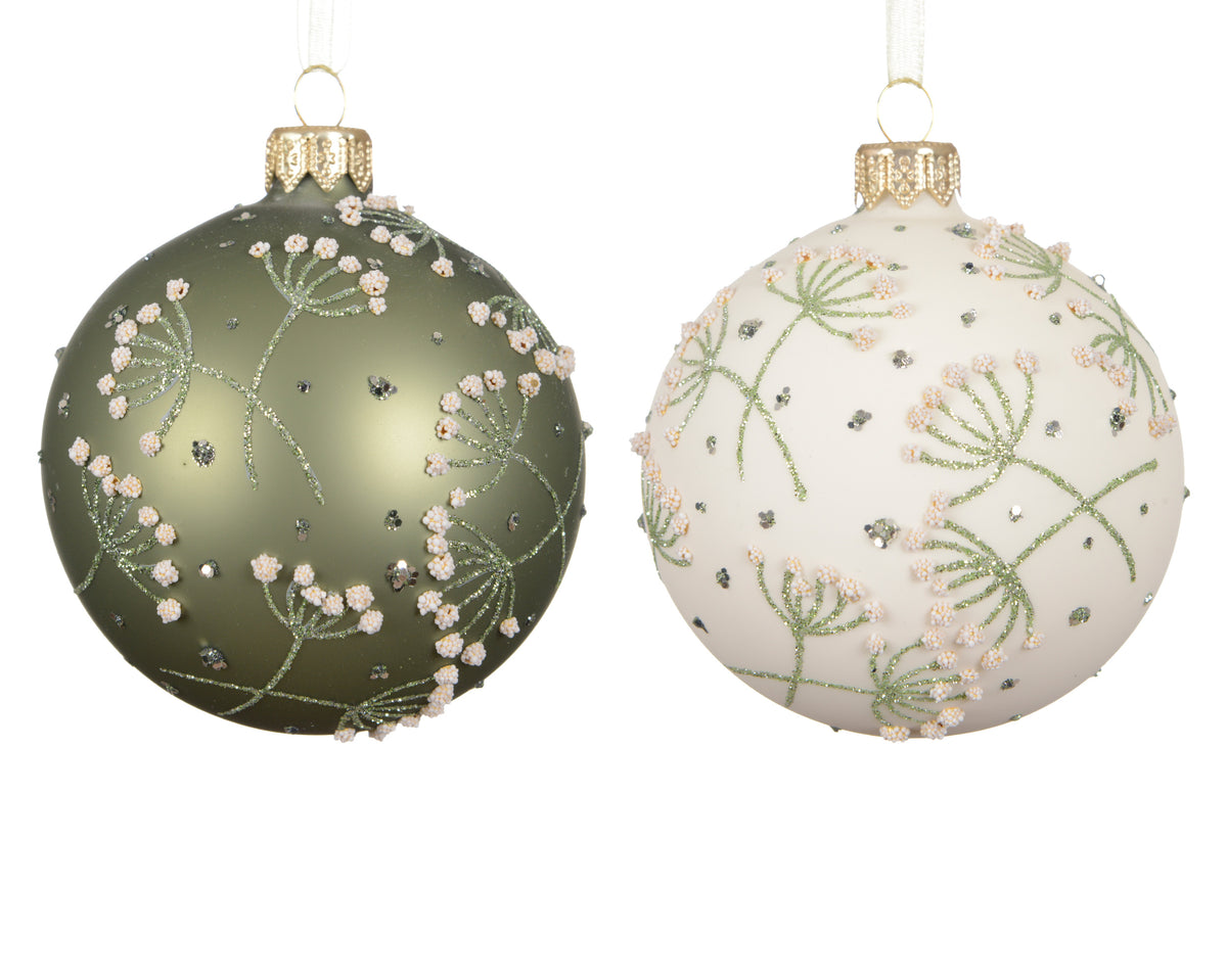 Glass Matte Hogweed Bauble 8cm