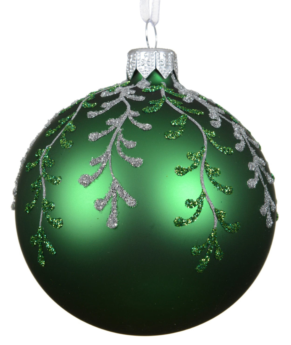 Jolly Green or Icy Mint Matt Glitter Bauble  - 8cm