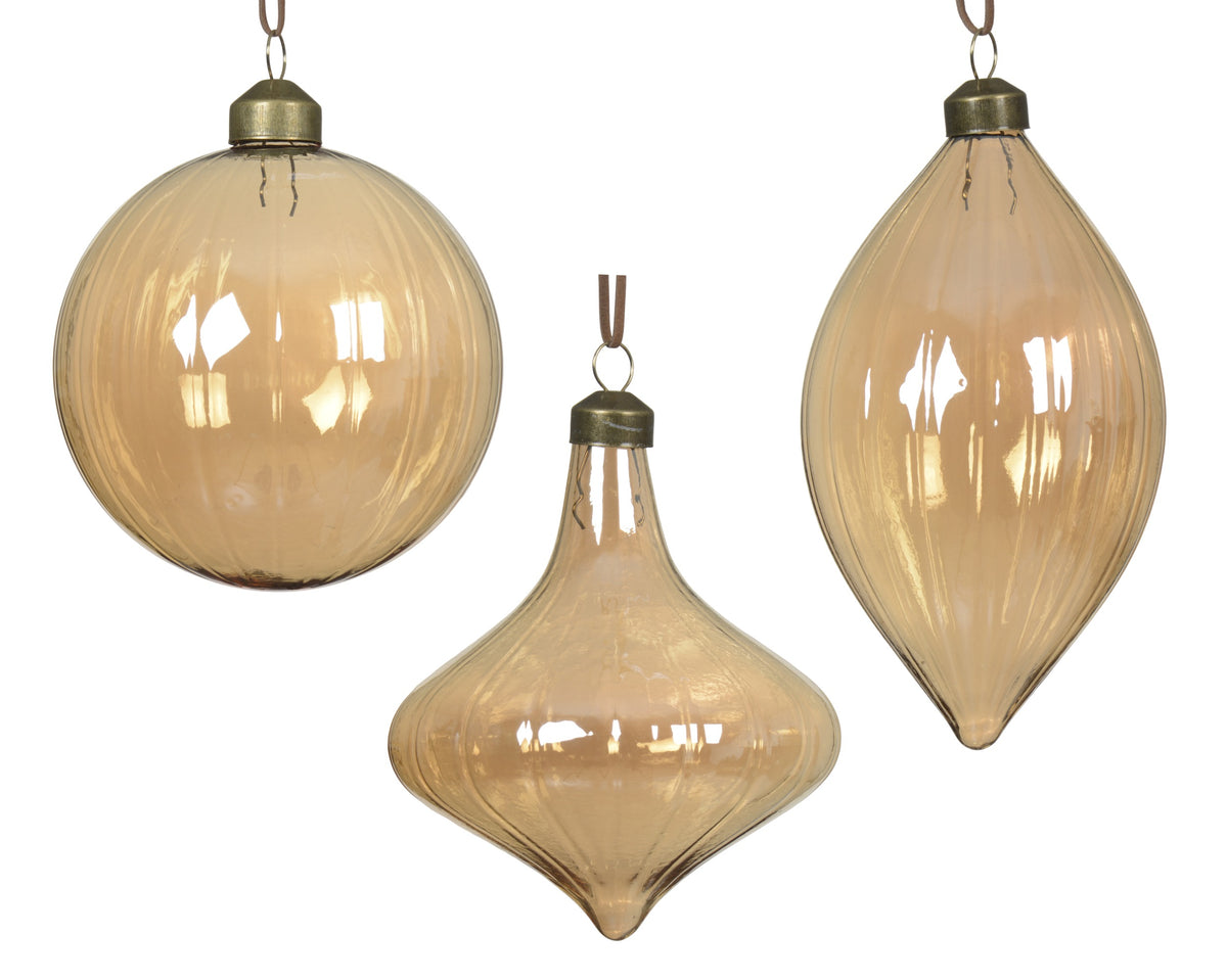 Electroplated Amber Glass Bauble 10cm