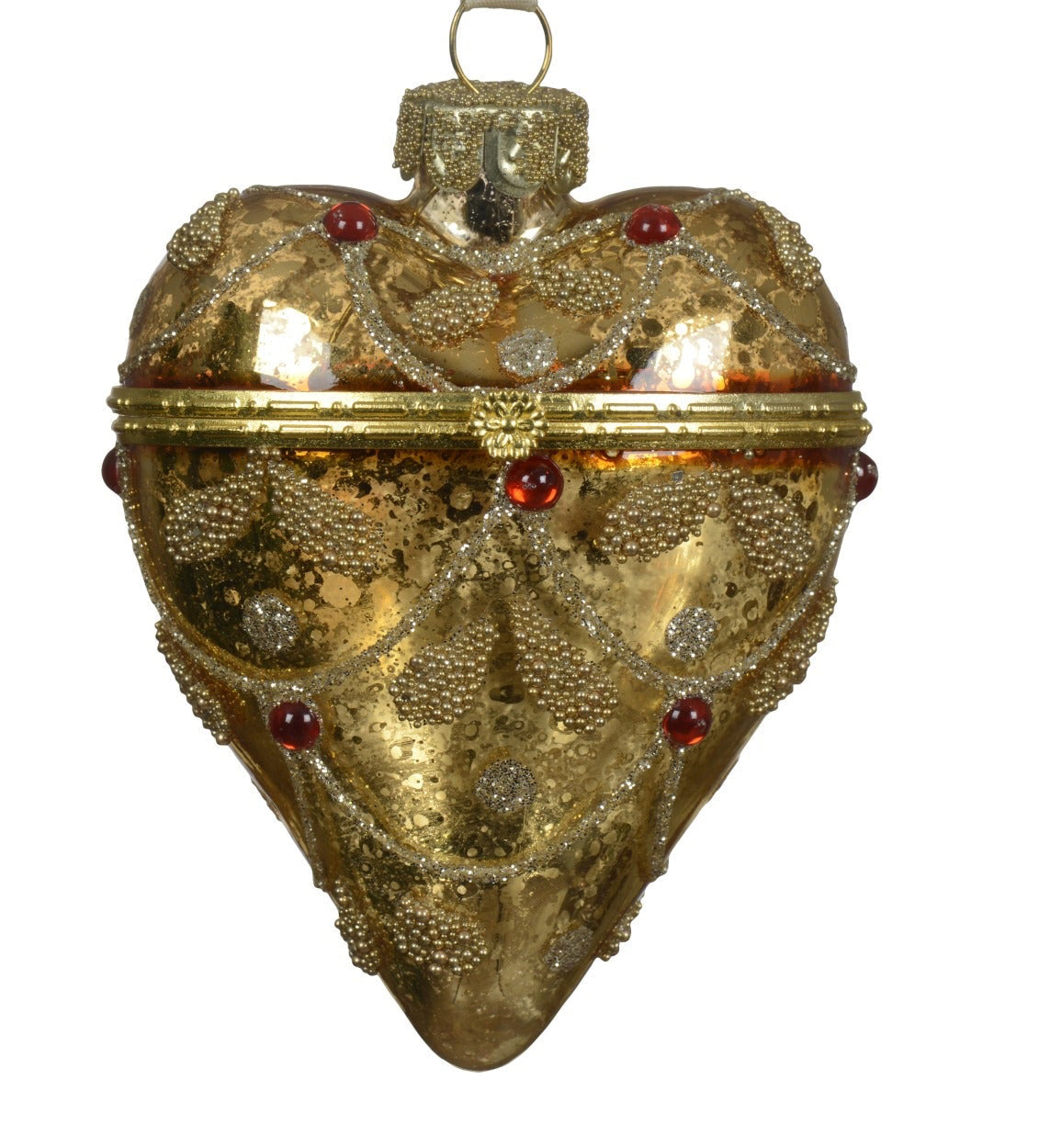 Jewelled Heart Locket Glass Ornament 9cm