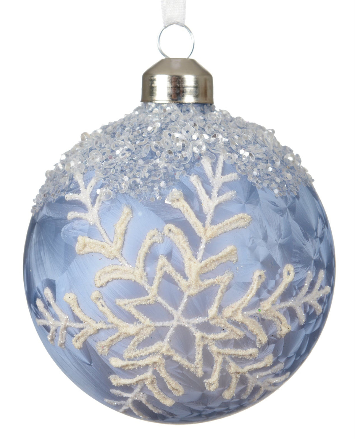 Blue Glass Snowflake Bauble - 8cm
