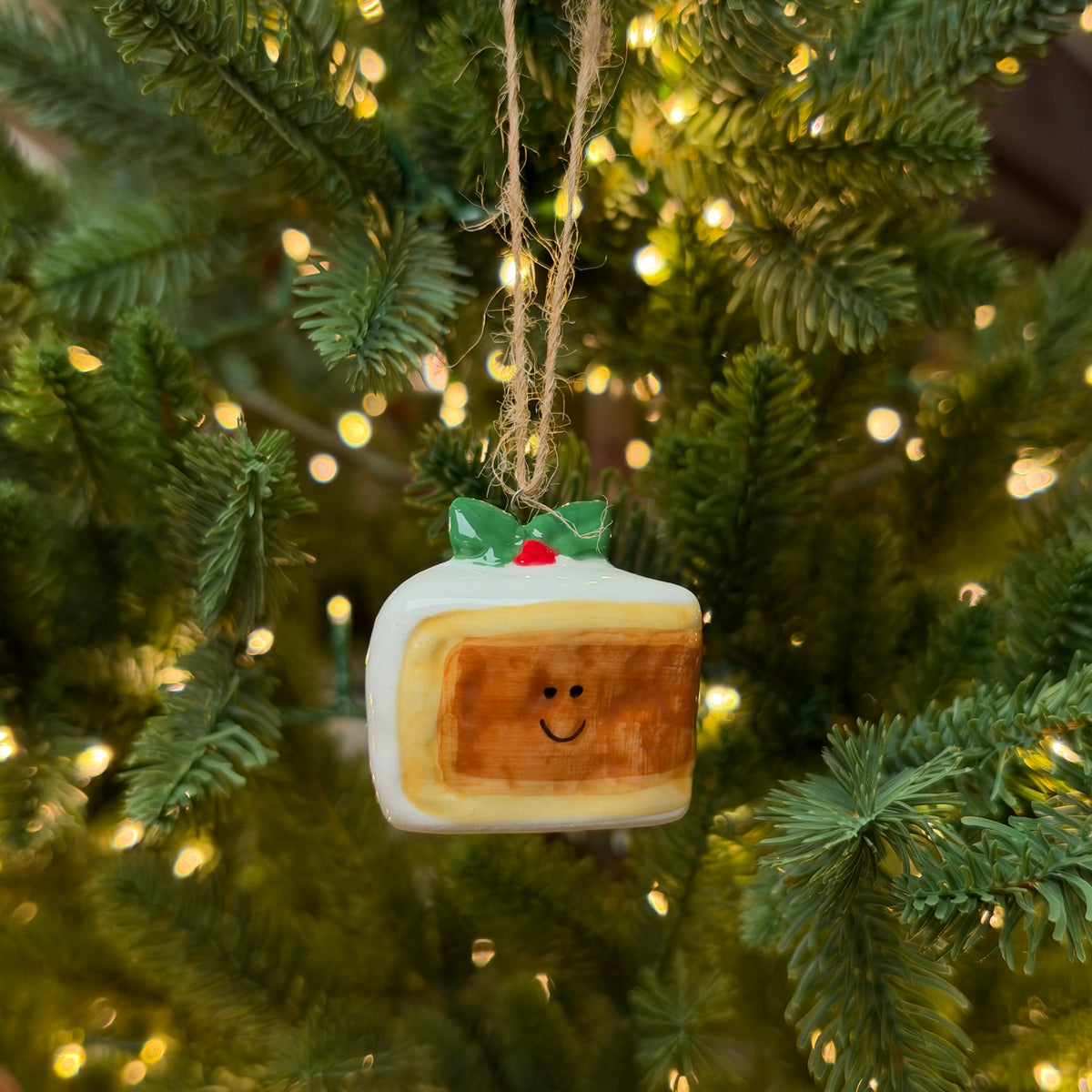 Ceramic Christmas Cake Bauble - 4.7cm