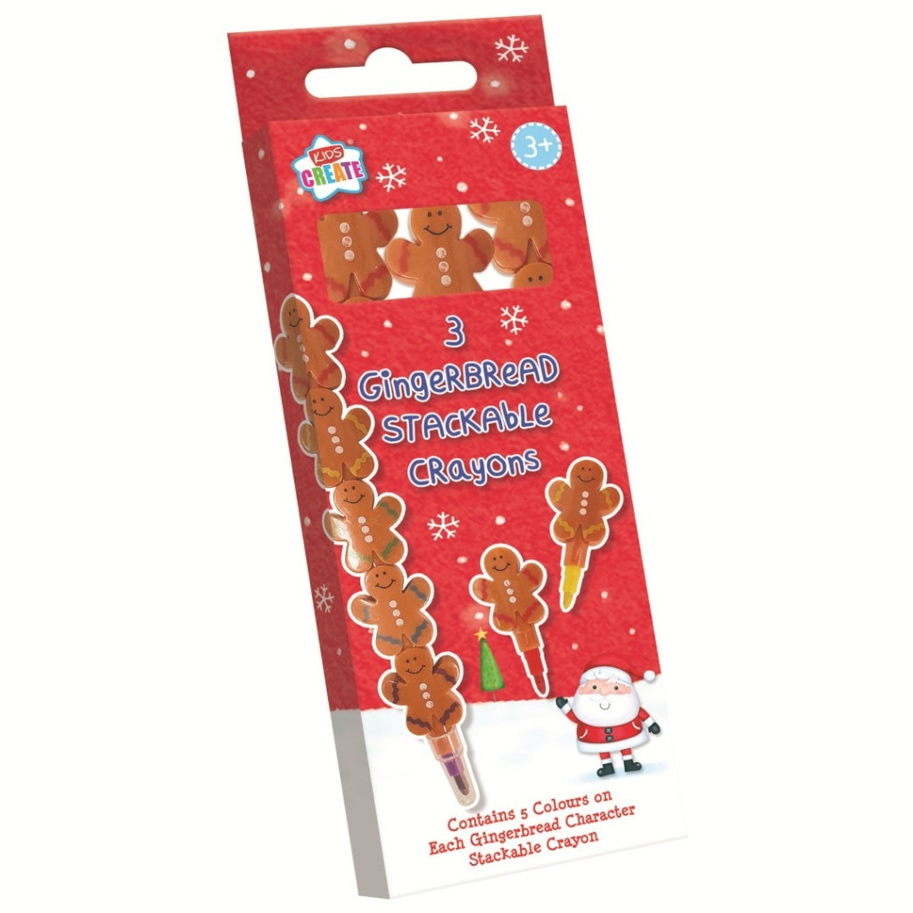 Pack of 3 Christmas Gingerbread Stackable Character Crayons