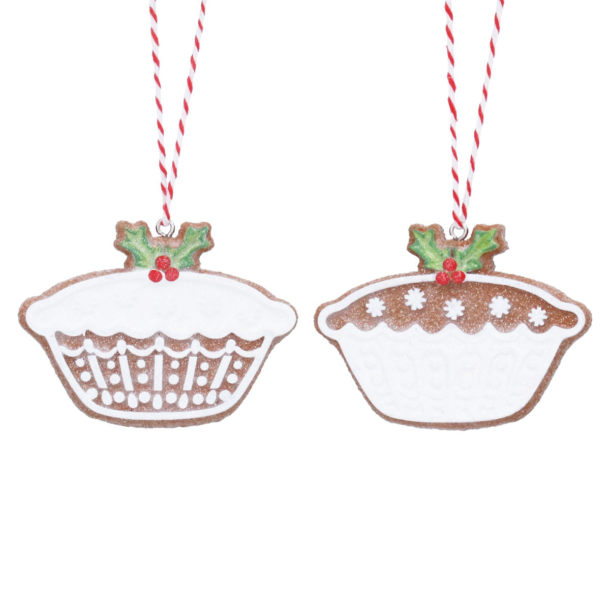 Gisela Graham Gingerbread Mince Pie with Holly Hanging Decoration