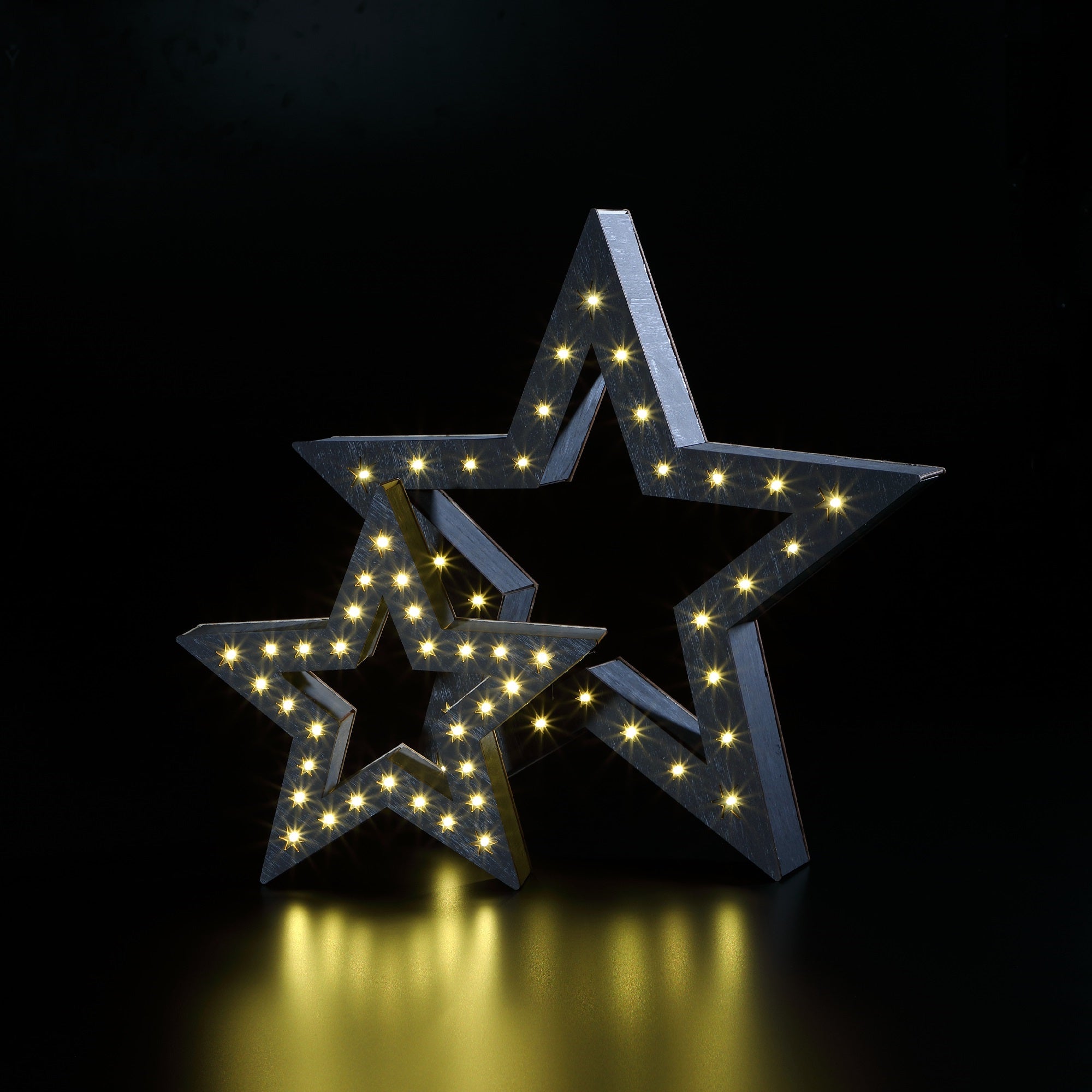 Grey wooden light up shop star