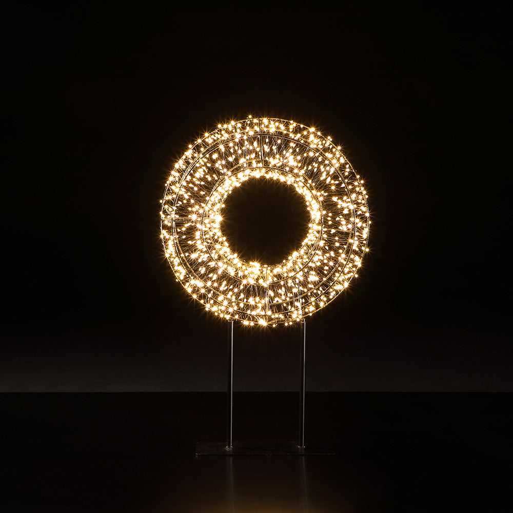 NOMA 30cm Black Micro Wire Standing Wreath with 1200 LEDs
