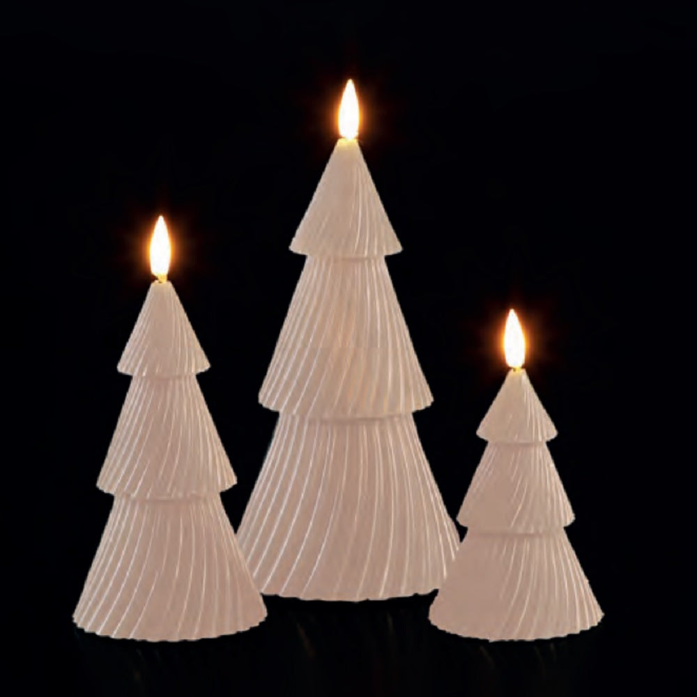 NOMA Set of 3 Wax Christmas Tree Candle Lights Cream