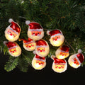 NOMA 10 Fabric Santas with Shiny Hat Garland