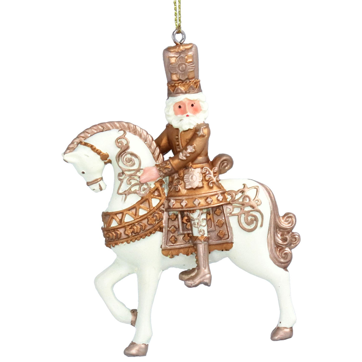 Gisela Graham Cream & Gold Grand Nutcracker on Horse Bauble