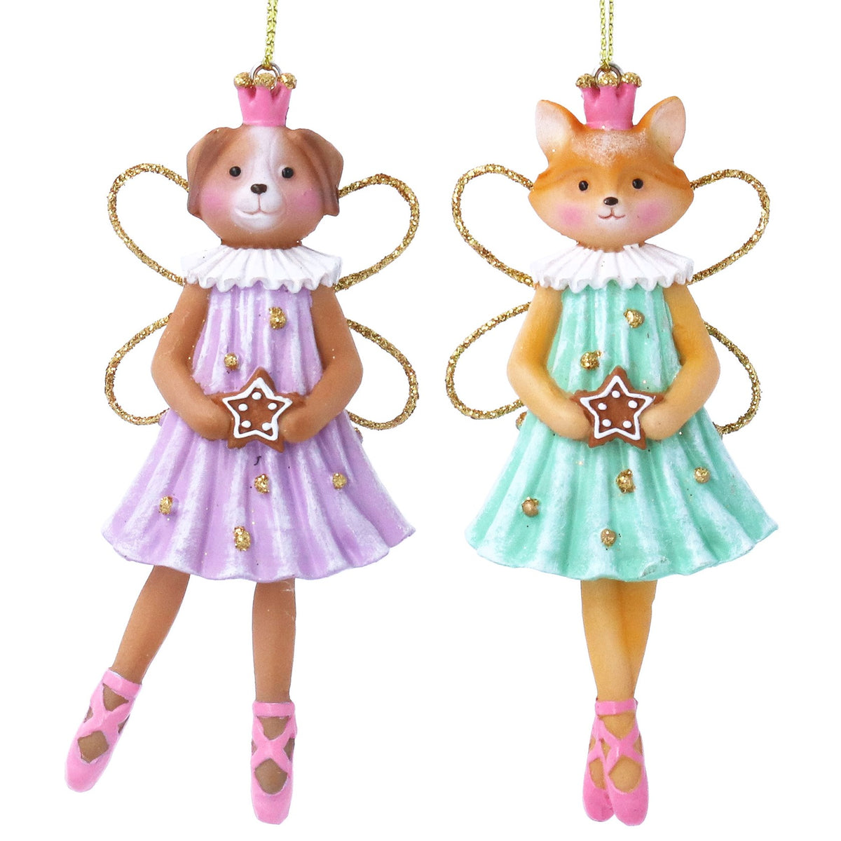 Gisela Graham Resin Dog or Fox Ballerina Christmas Bauble