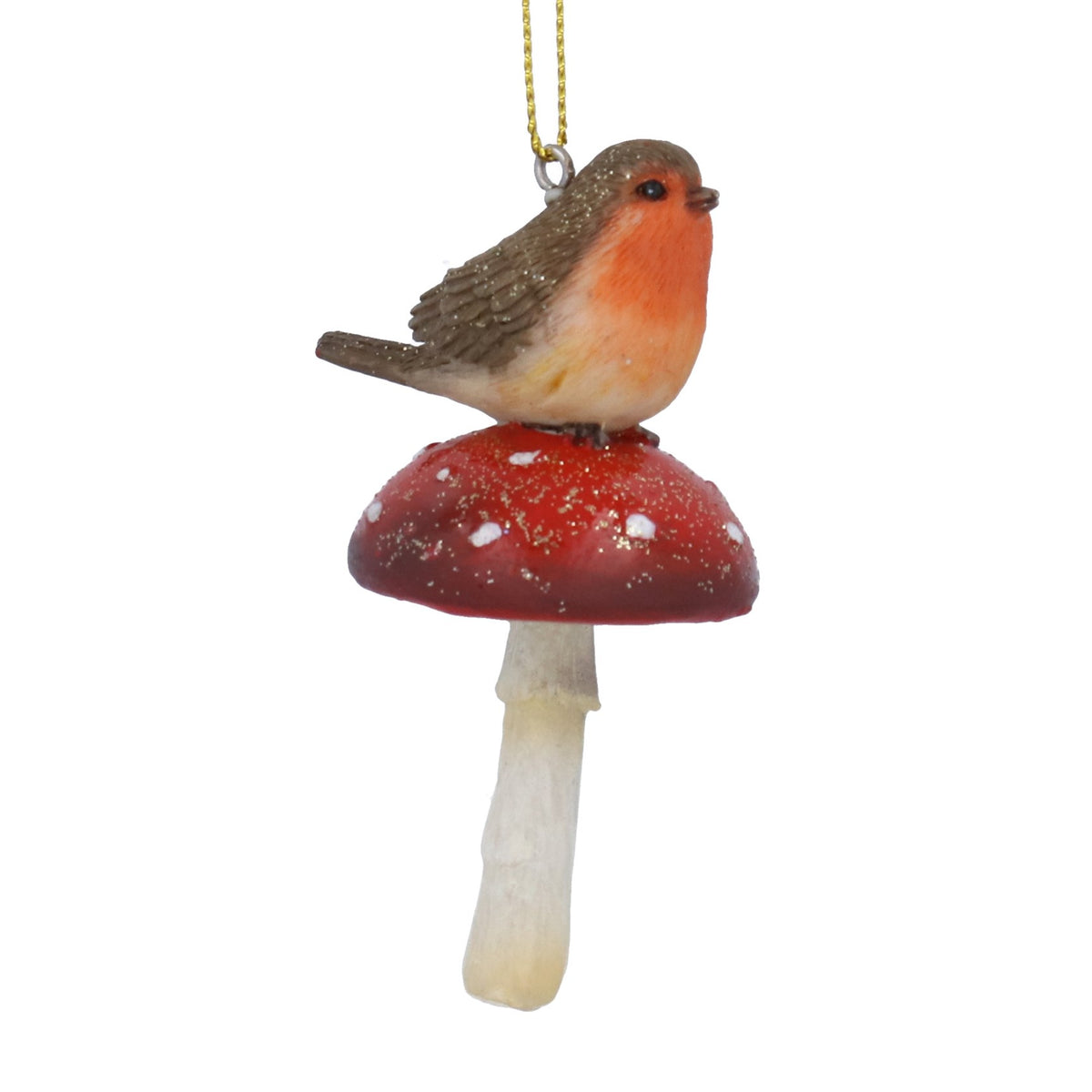 Gisela Graham Resin Robin on Red Spotted Toadstool