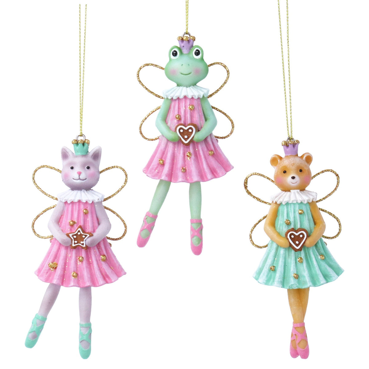 Gisela Graham Resin Cat, Bear or Frog Ballerina Christmas Bauble