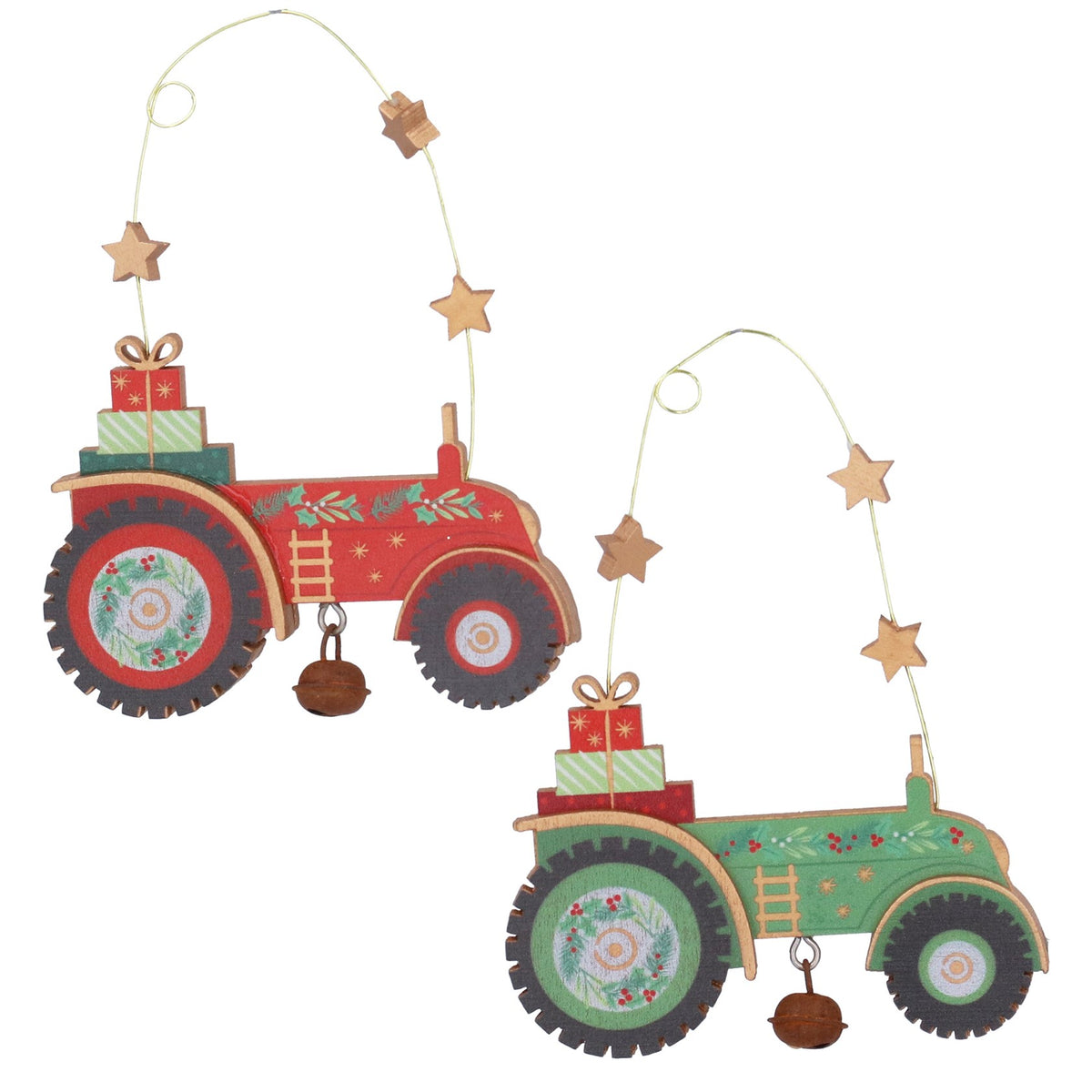 Single Gisela Graham Wooden Christmas Tractor Decoration