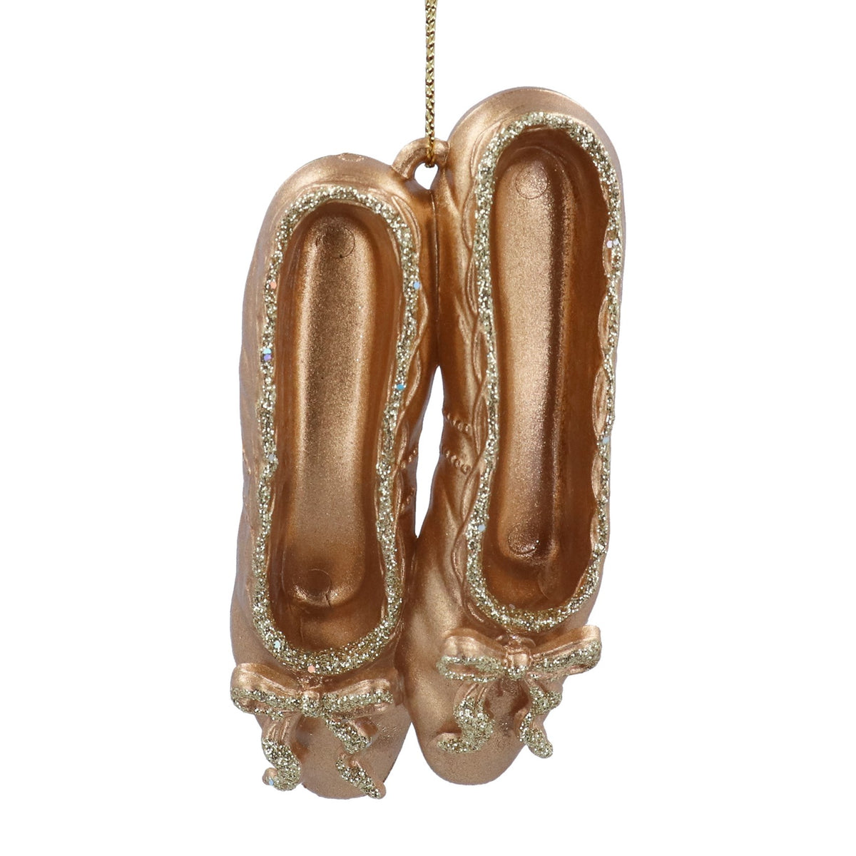 Gisela Graham - Acrylic Golden Ballet Shoes Christmas Decoration - 9cm