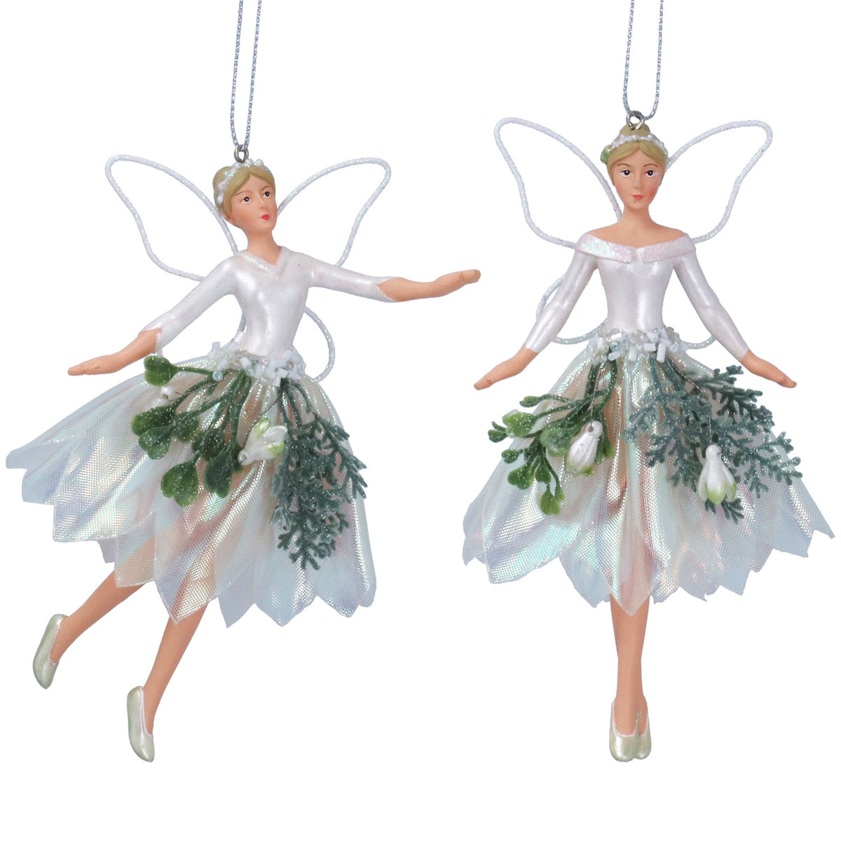 Gisela Graham Organza Snowdrop Fairy Large Christmas Bauble
