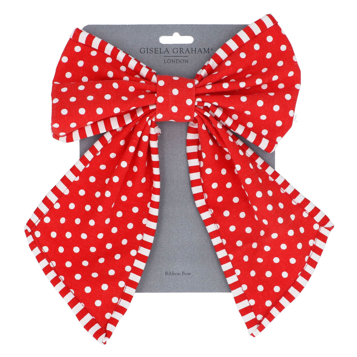 Gisela Graham Fabric Red & White Polka Dot Large Bow