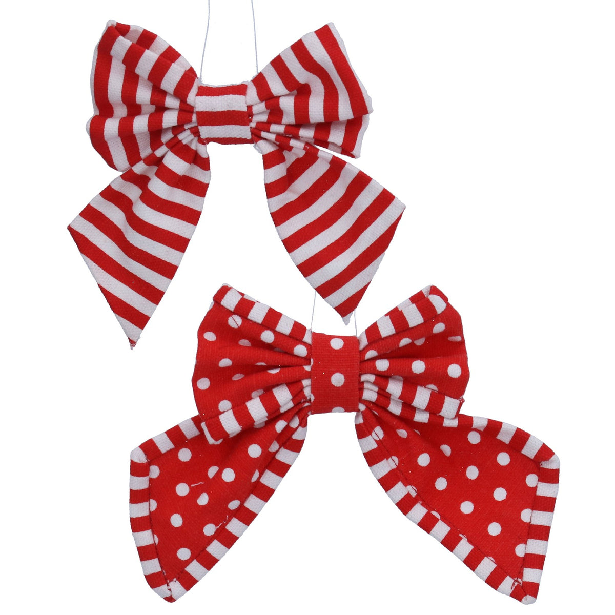 Gisela Graham Red & White Polka Dot or Striped Bow - 16cm