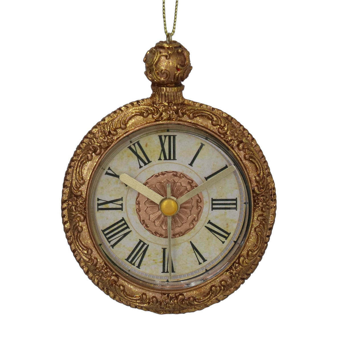 Gisela Graham - Resin Golden Pocket Watch Christmas Decoration - 9cm