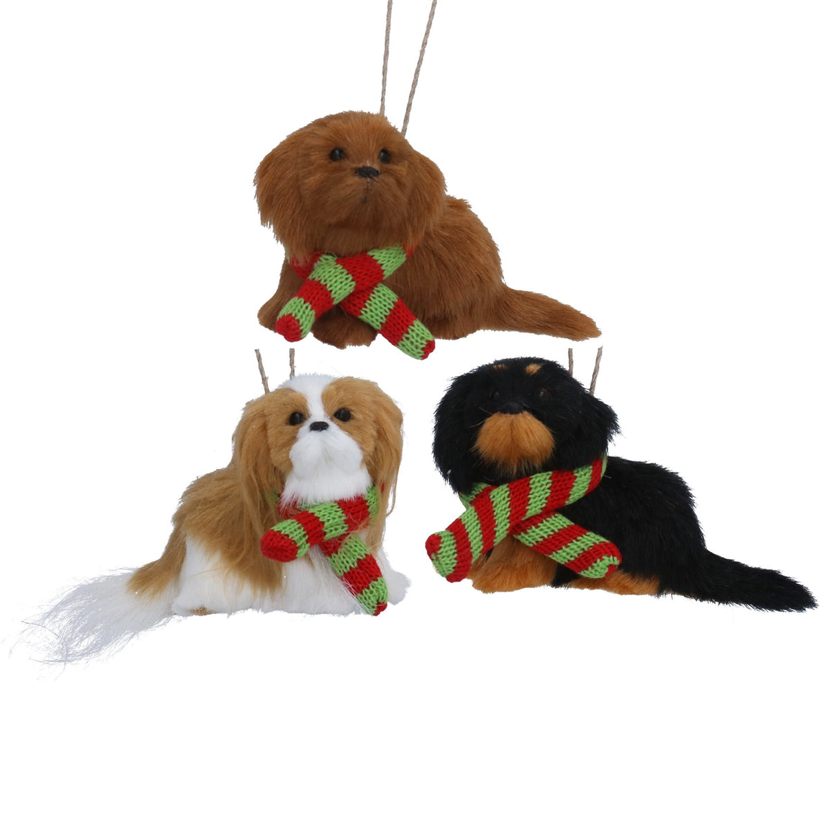 Gisela Graham Faux Fur Puppy with Scarf Single Christmas Bauble