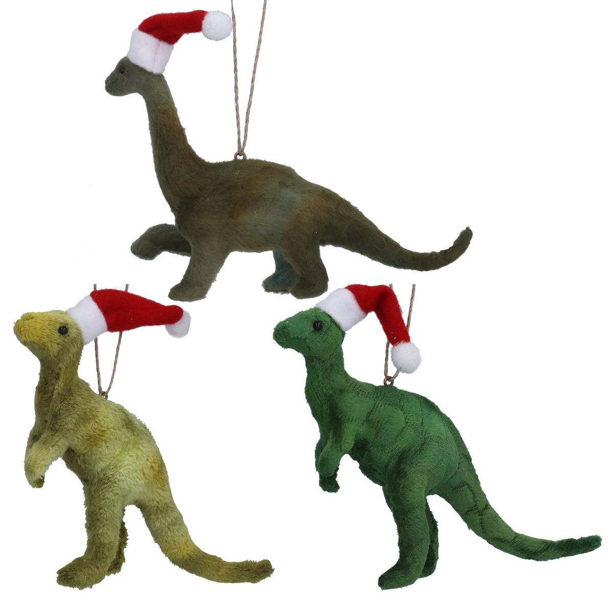 Gisela Graham Fabric Dinosaur with Santa Hat Christmas Bauble