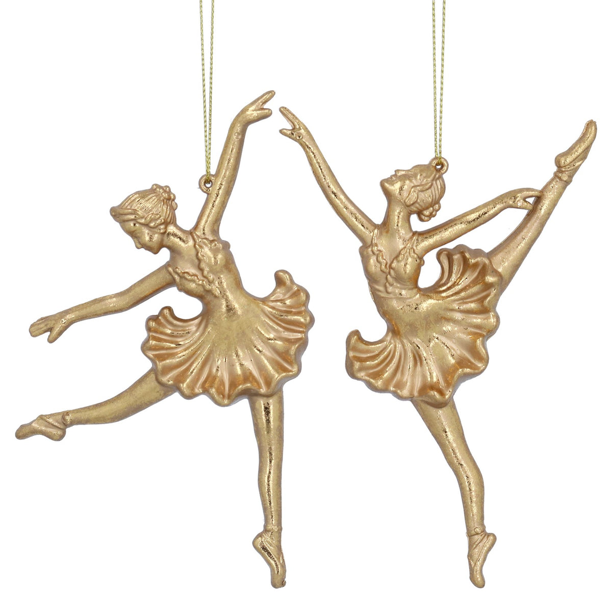 Gisela Graham - Resin Gold Ballerina Christmas Single Decoration - 15cm