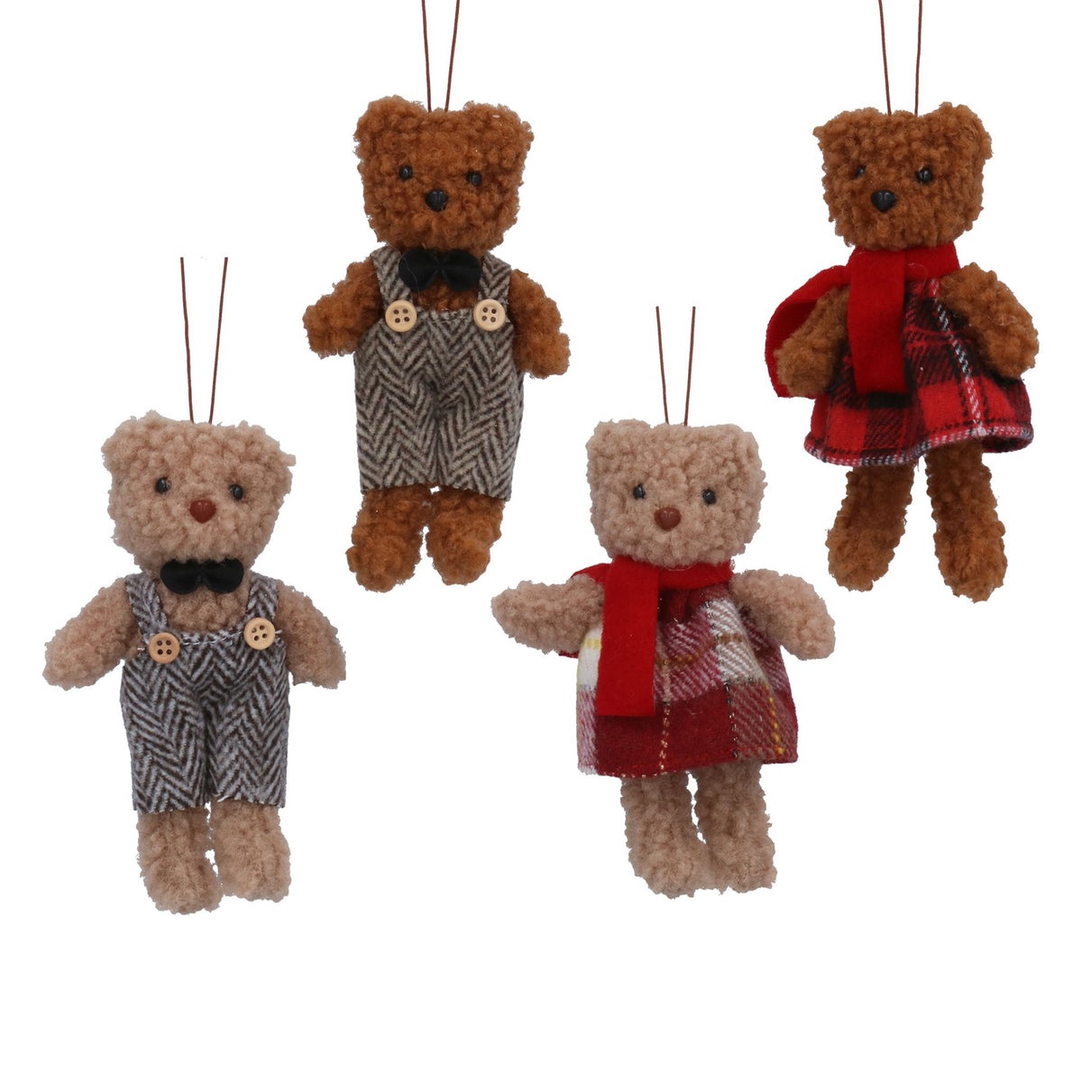 Gisela Graham Fabric Mr or Mrs Dressed Teddy Single Christmas Bauble