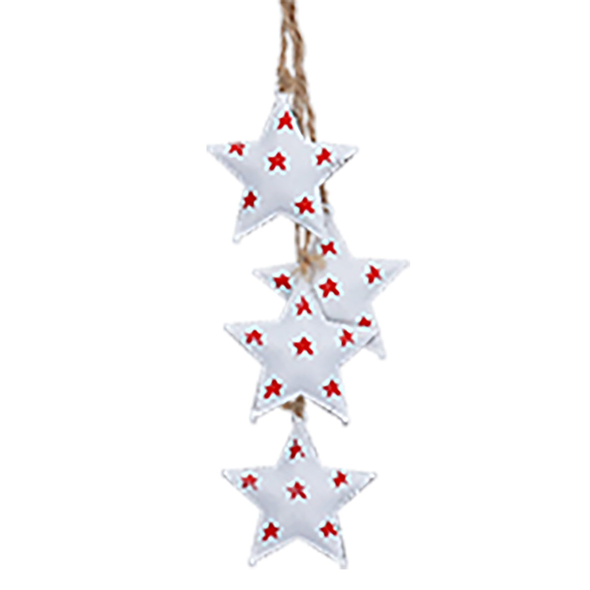 Gisela Graham Red & White Tin Star Bells Bunch Hanging Decoration