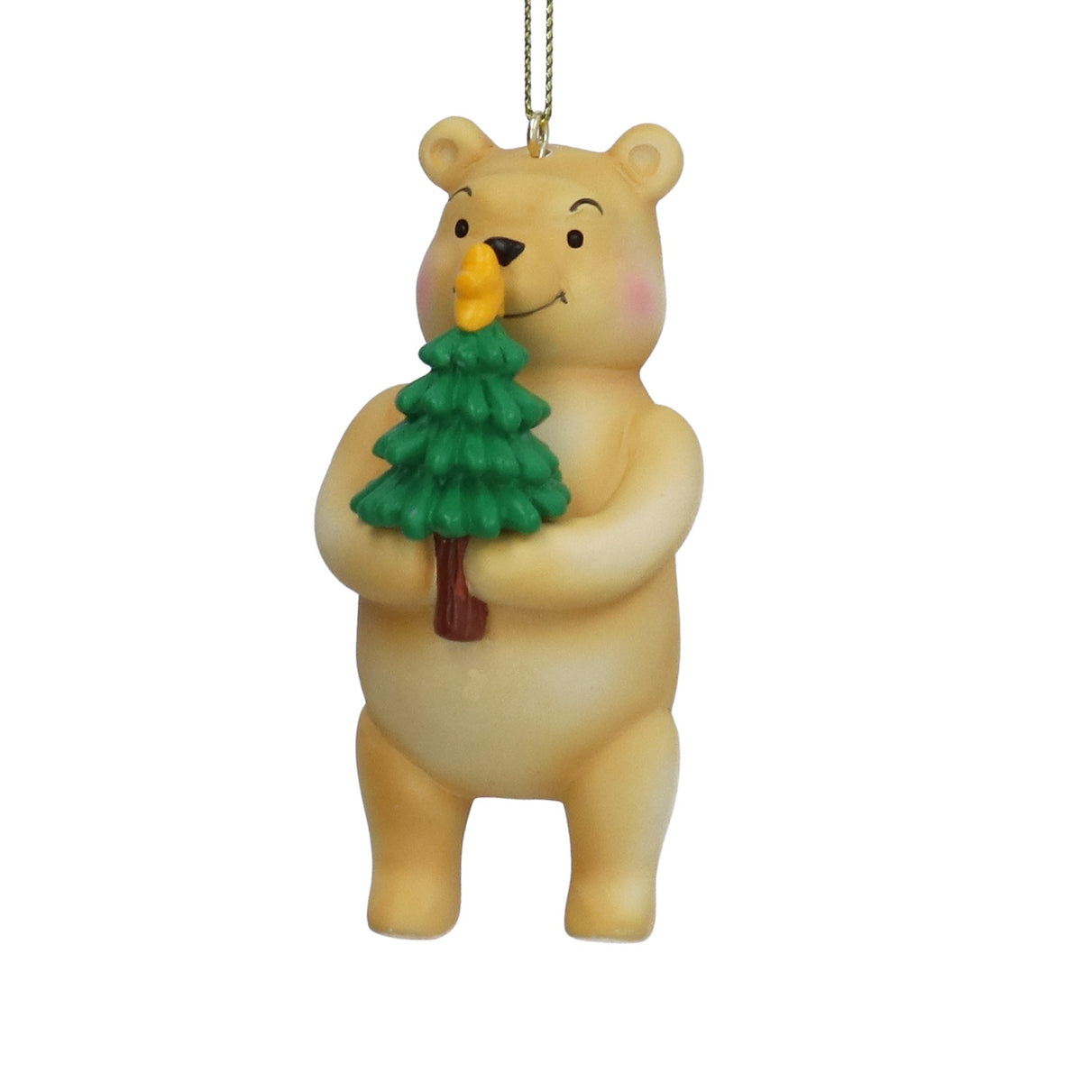 Gisela Graham - Resin Winnie the Pooh with Tree Christmas Decoration - 7.5cm