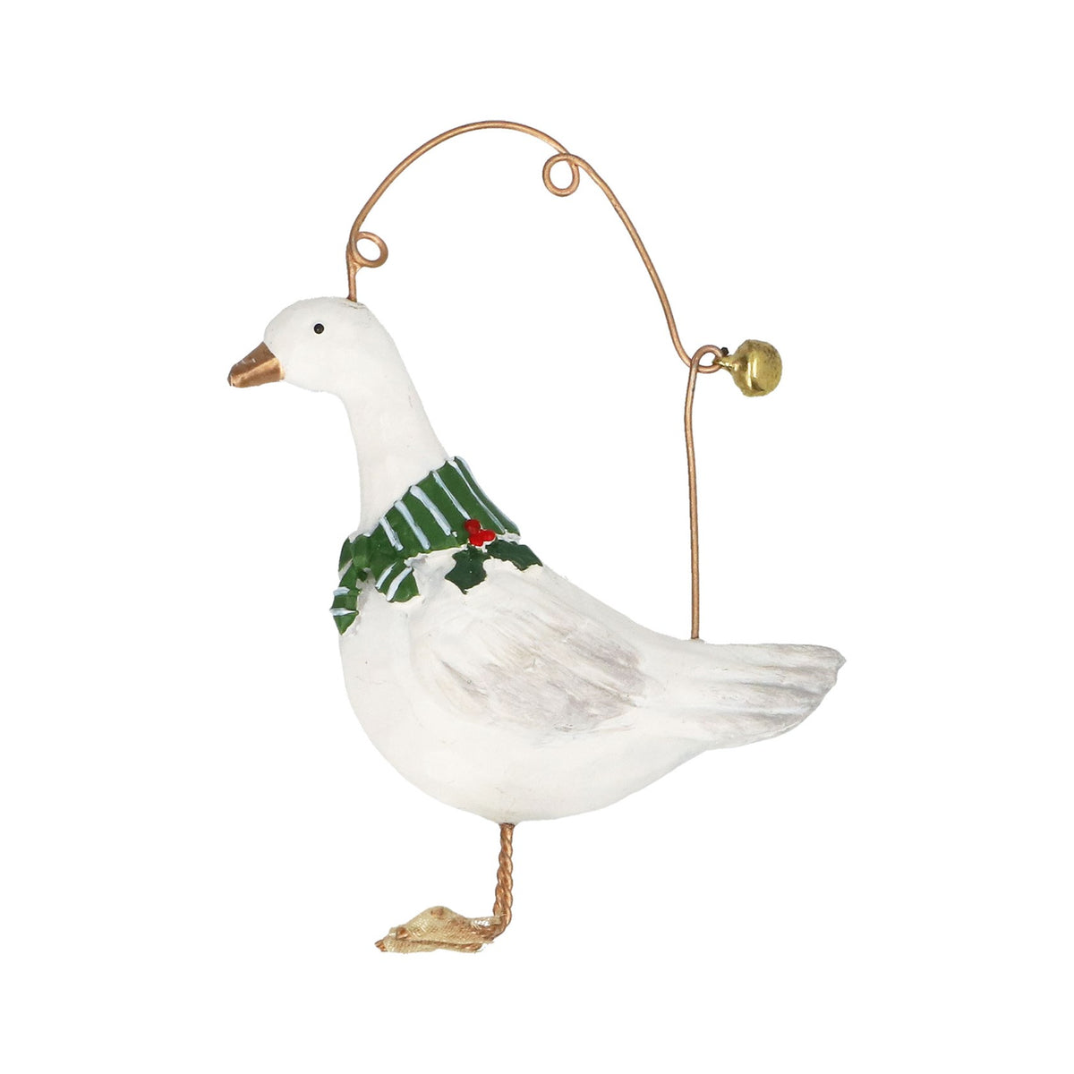 Gisela Graham Resin Goose with Scarf Christmas Bauble 7cm