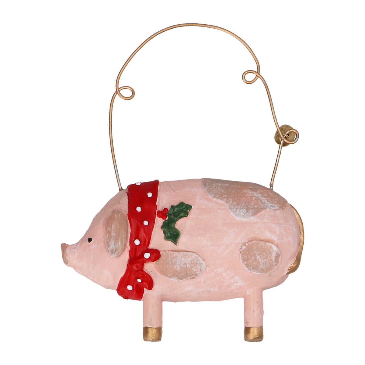 Gisela Graham Resin Pig with Scarf Christmas Bauble 7cm