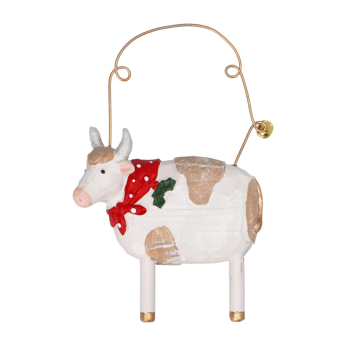 Gisela Graham Resin Cow with Scarf Christmas Bauble 7cm