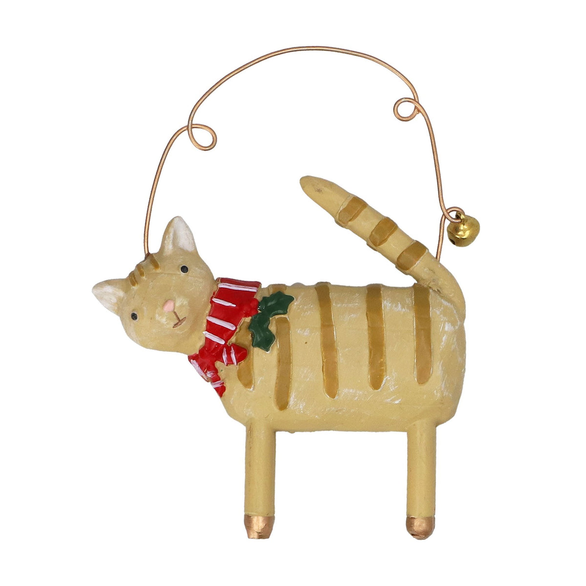 Gisela Graham Resin Cat with Scarf Christmas Bauble 7cm