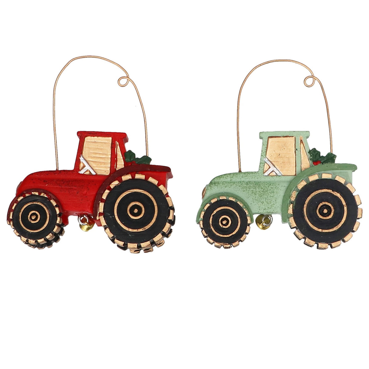 Gisela Graham Resin Red or Green Tractor Single Christmas Bauble 6cm