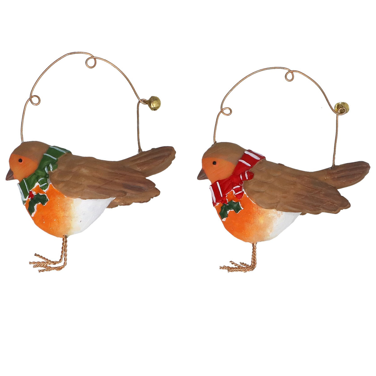 Gisela Graham Resin Robbin with Scarf Single Christmas Bauble 7cm