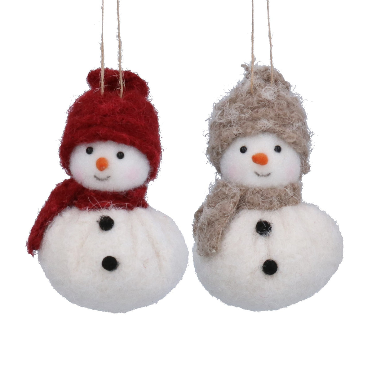 Gisela Graham - Single Fabric Snowman Ornament with Hat & Scarf - 10cm
