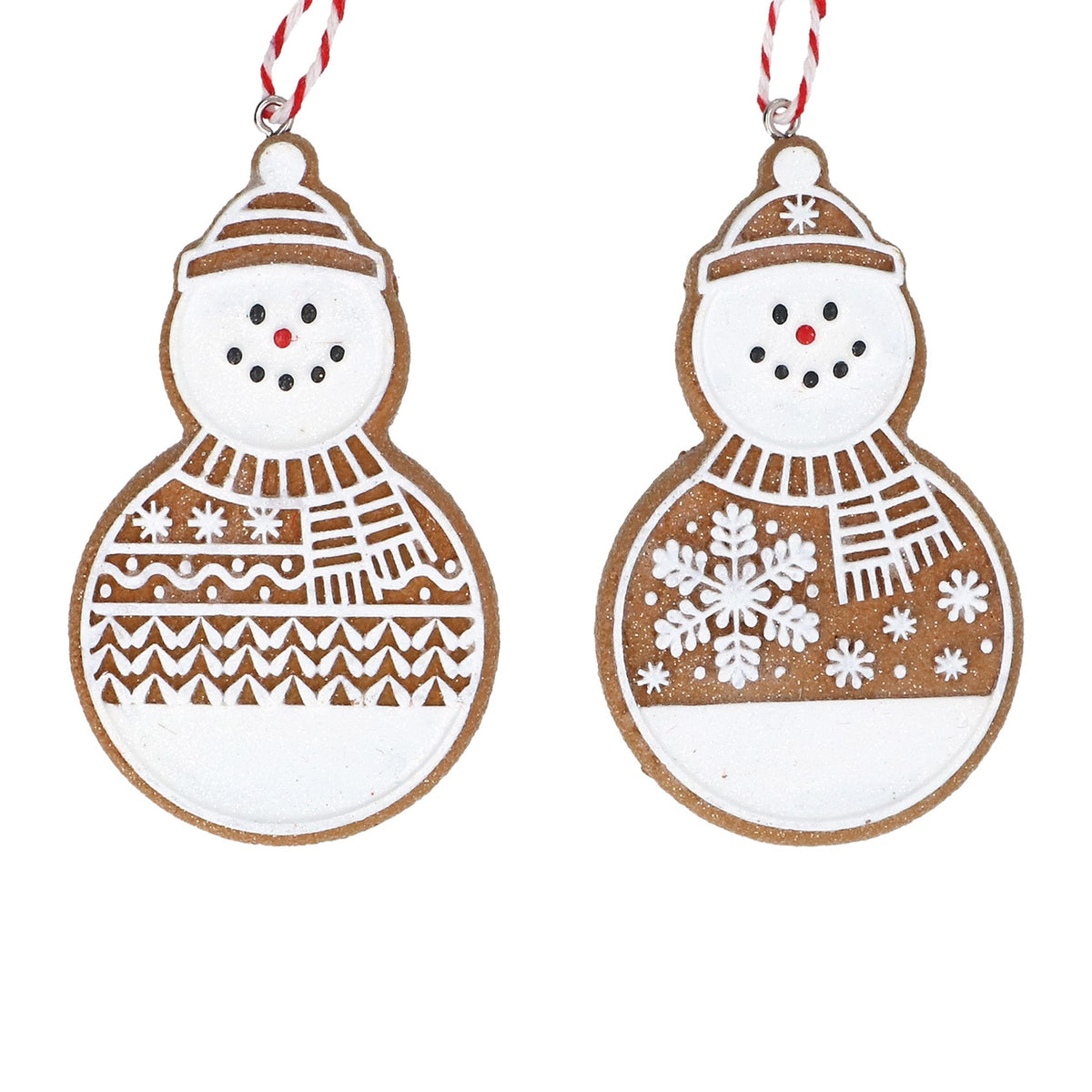 Gisela Graham - White Iced Resin Gingerbread Snowman Hanging Decoration Single - 9cm