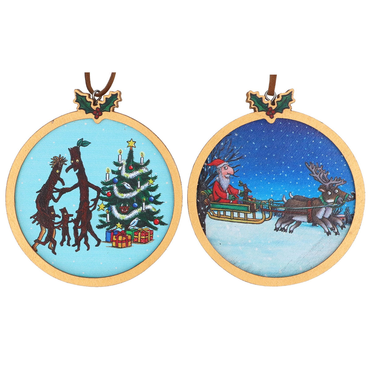 Gisela Graham - Stickman & Friends Wooden Log Christmas Tree Single Decoration - 9cm