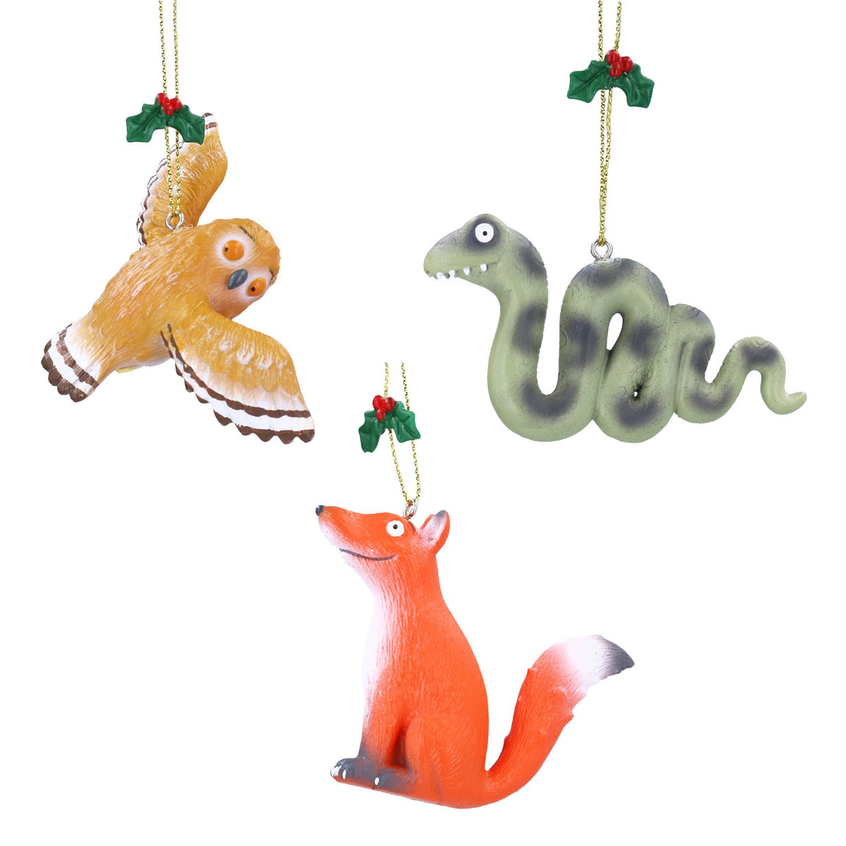 Gisela Graham - Resin Gruffalo Owl, Snake or Fox Christmas Decoration Single - 8cm