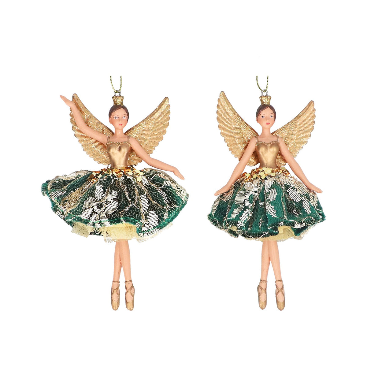 Gisela Graham - Resin Lace Fairy Christmas Decoration Single - 13cm