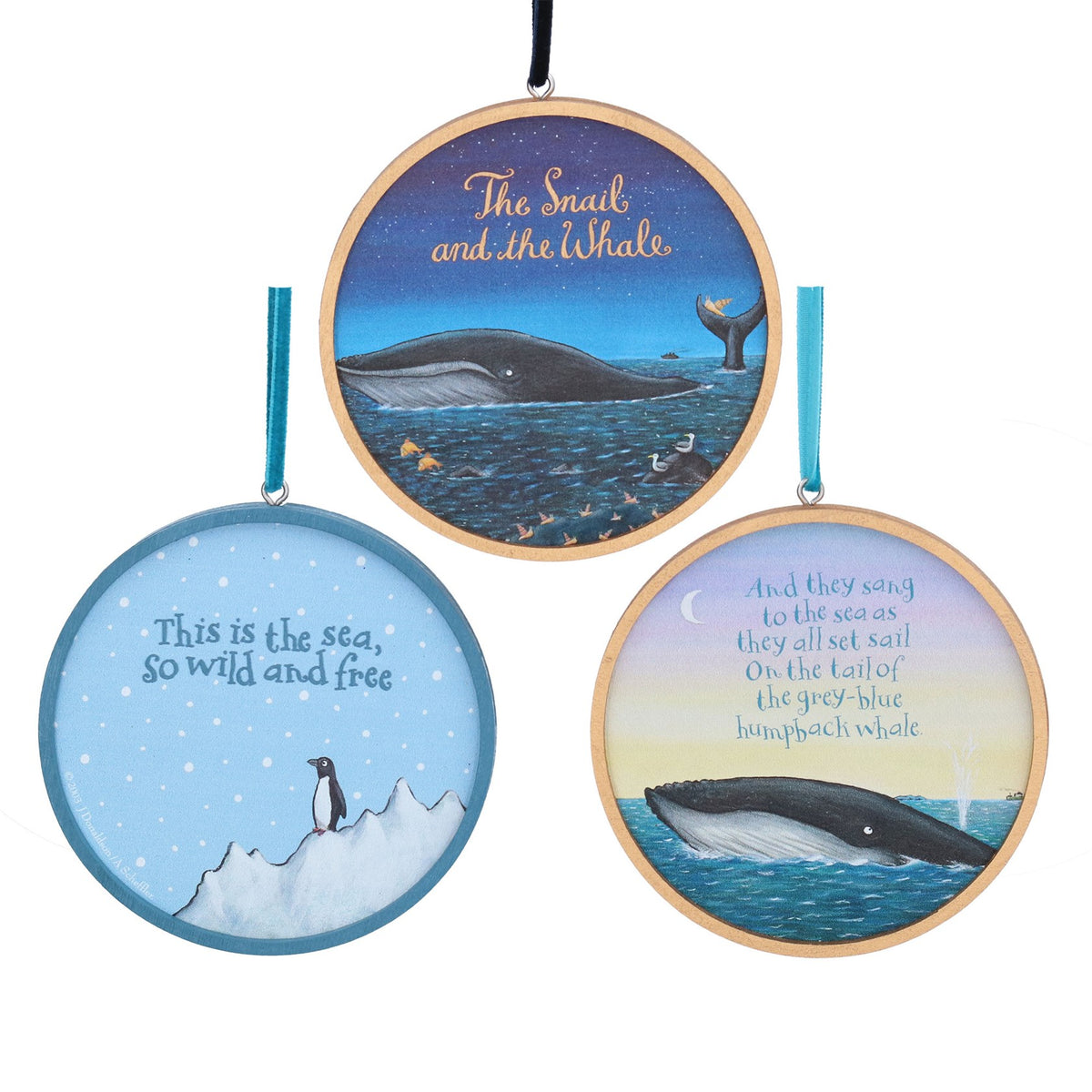 Gisela Graham - Snail & The Whale Wooden Log Christmas Tree Decoration Single - 9cm